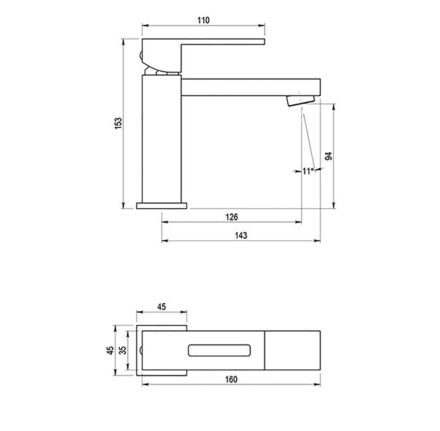 Robinet de salle de bain dans le bloc