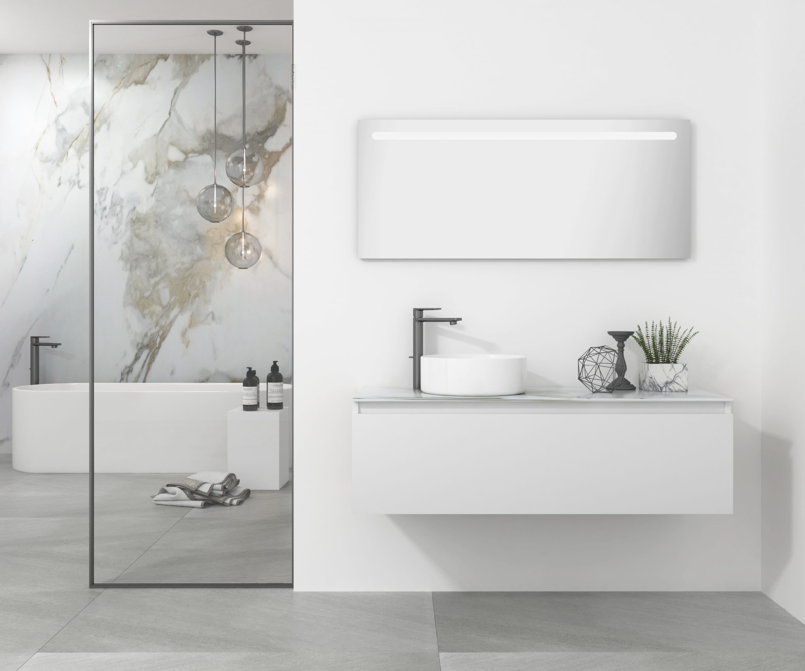 Pack Amiens avec vases ronds et miroirs LED