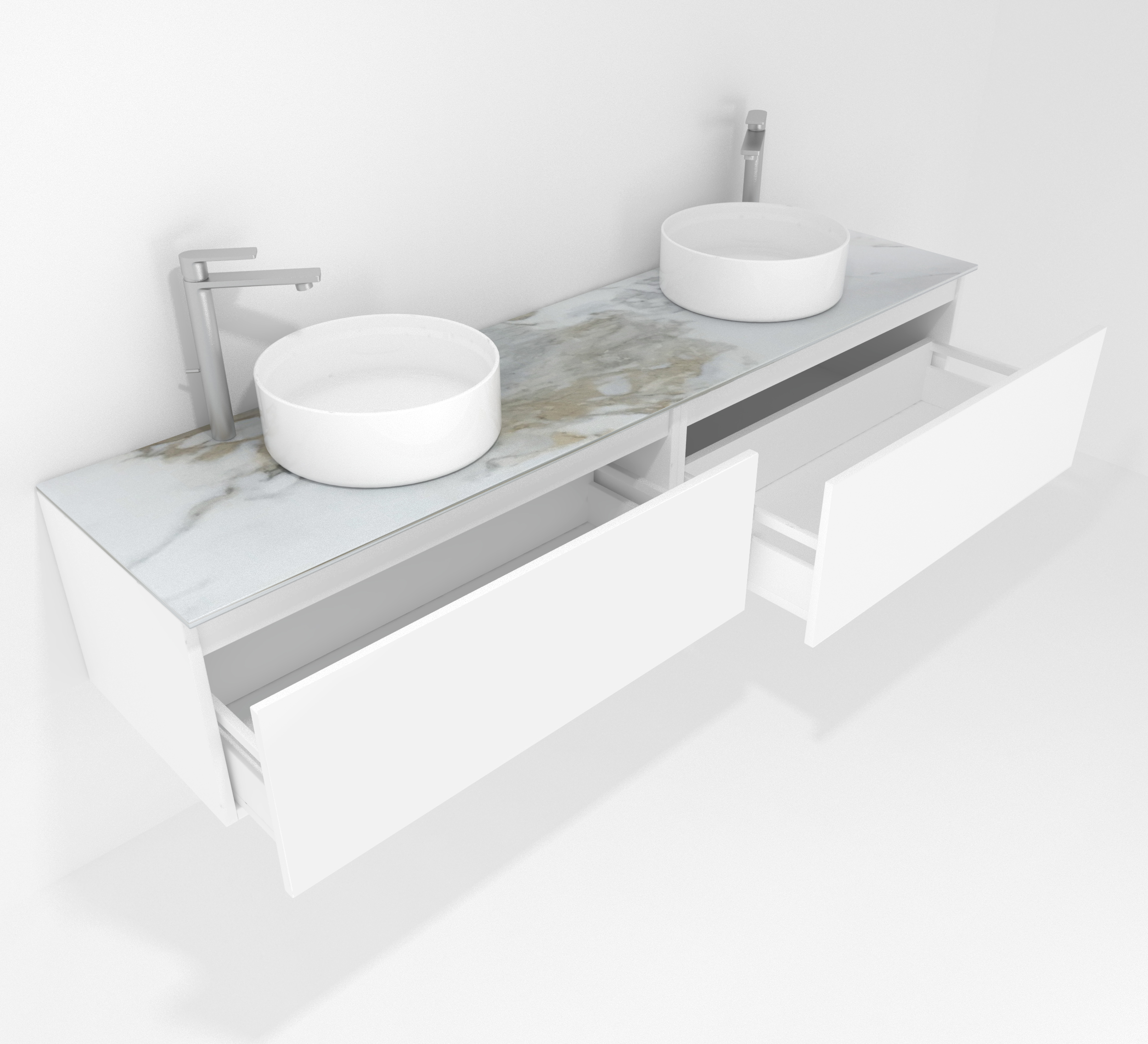 Pack Amiens con doble lavabo sobreencimera redondo y espejo led