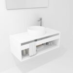 Pack Burdeos con lavabo y espejo LED