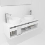 Pack Burdeos con lavabo y espejo LED
