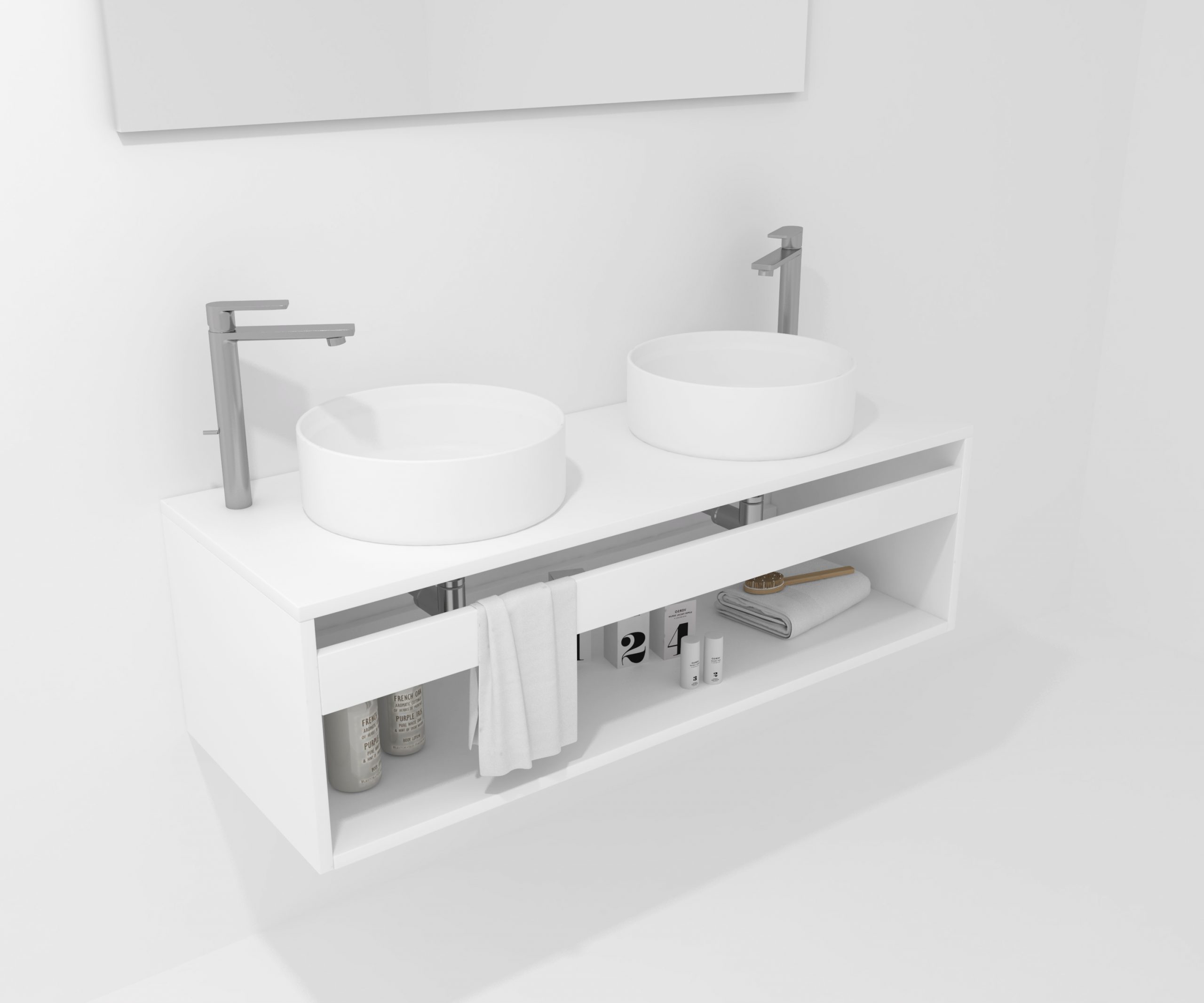 Pack Burdeos con lavabo y espejo LED