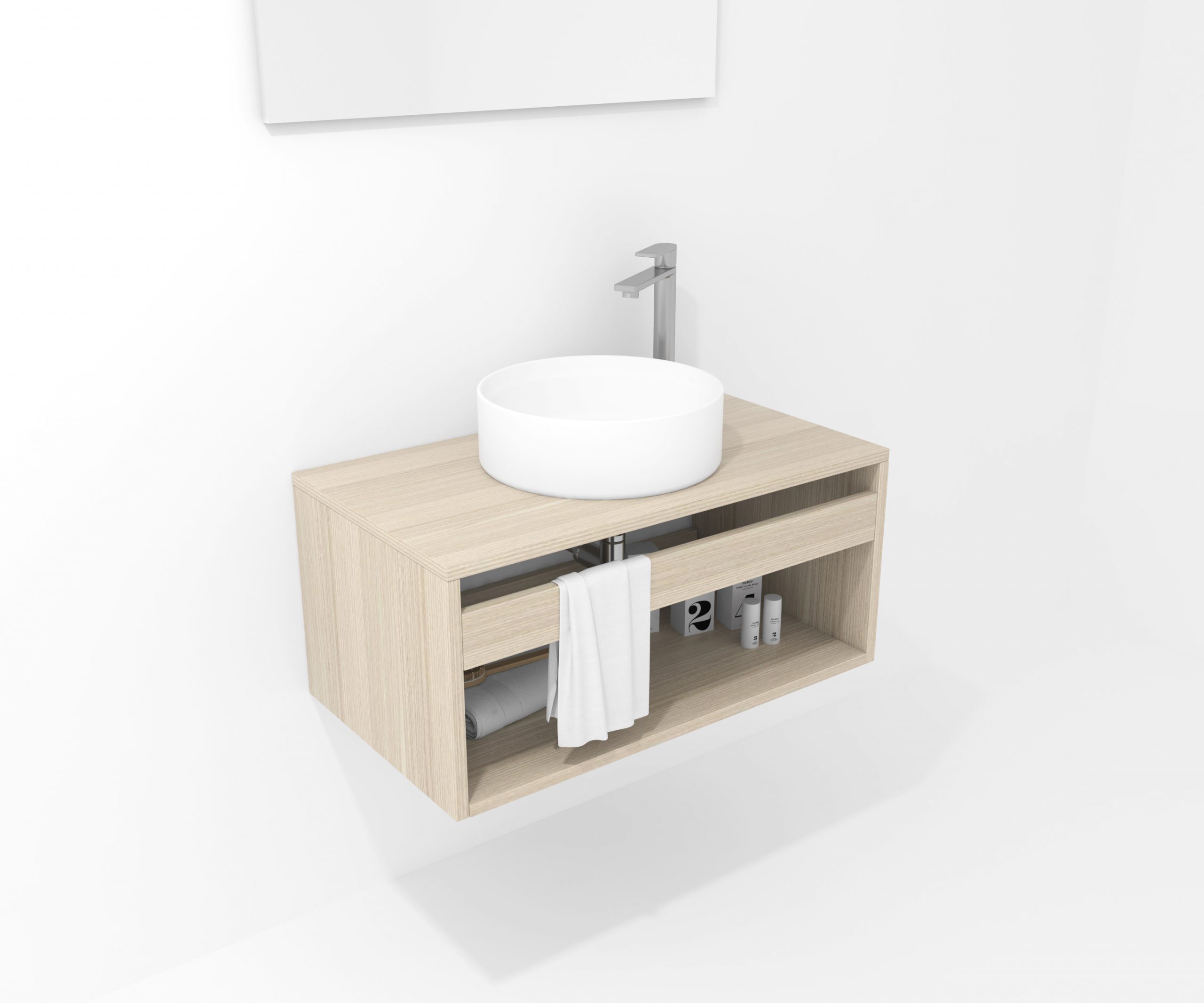 Pack Burdeos con lavabo y espejo LED