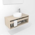 Pack Burdeos con lavabo y espejo LED