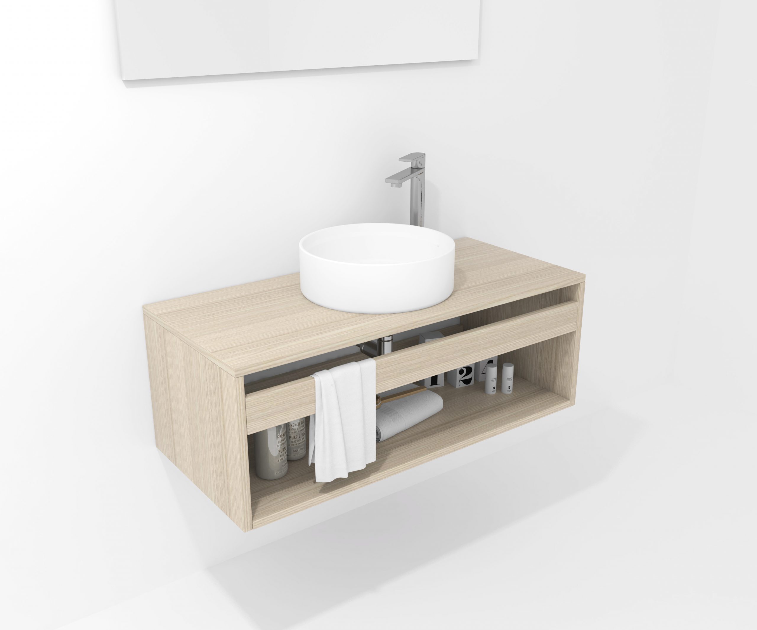 Pack Burdeos con lavabo y espejo LED