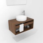 Pack Burdeos con lavabo y espejo LED