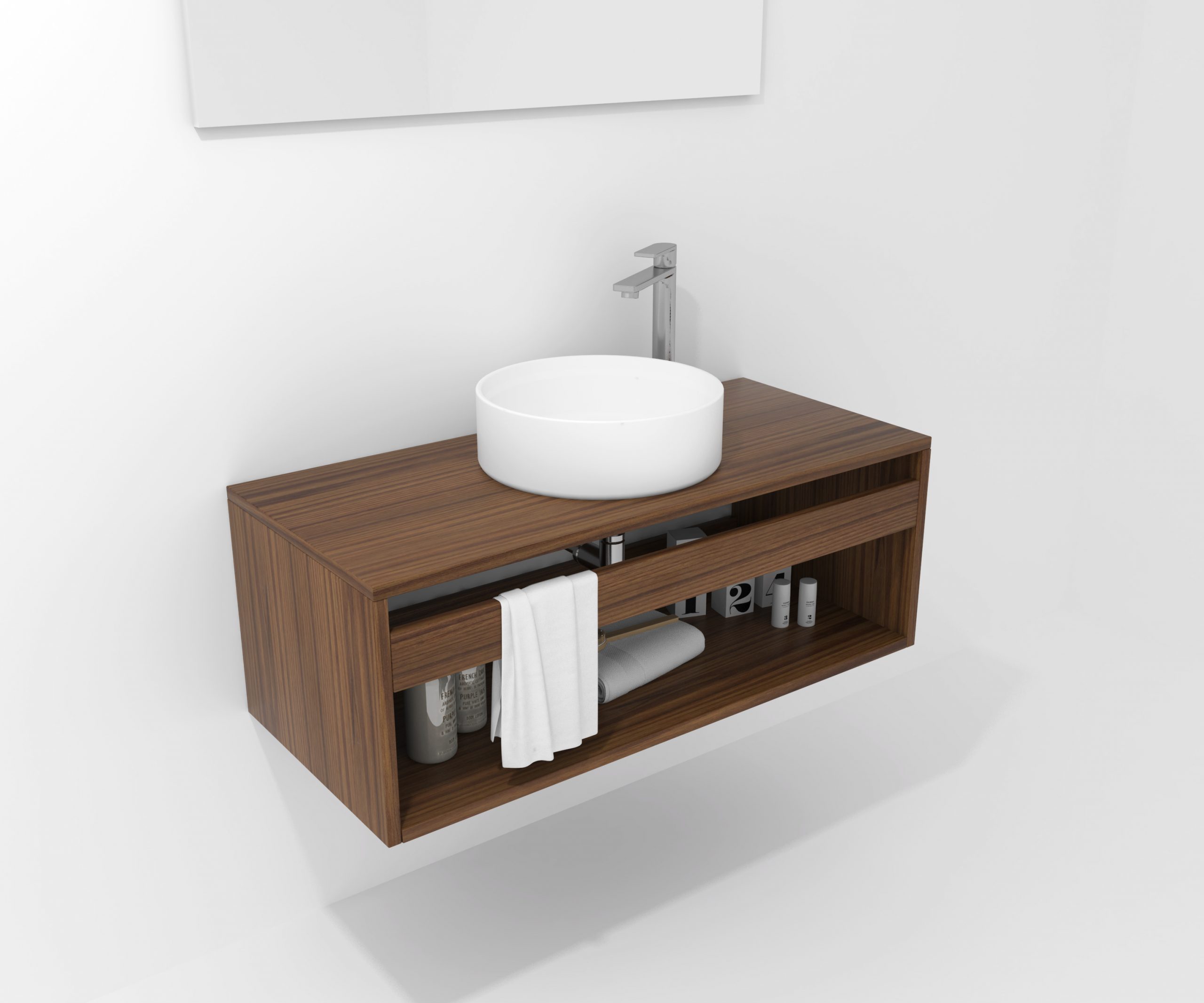 Pack Burdeos con lavabo y espejo LED