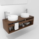 Pack Burdeos con lavabo y espejo LED