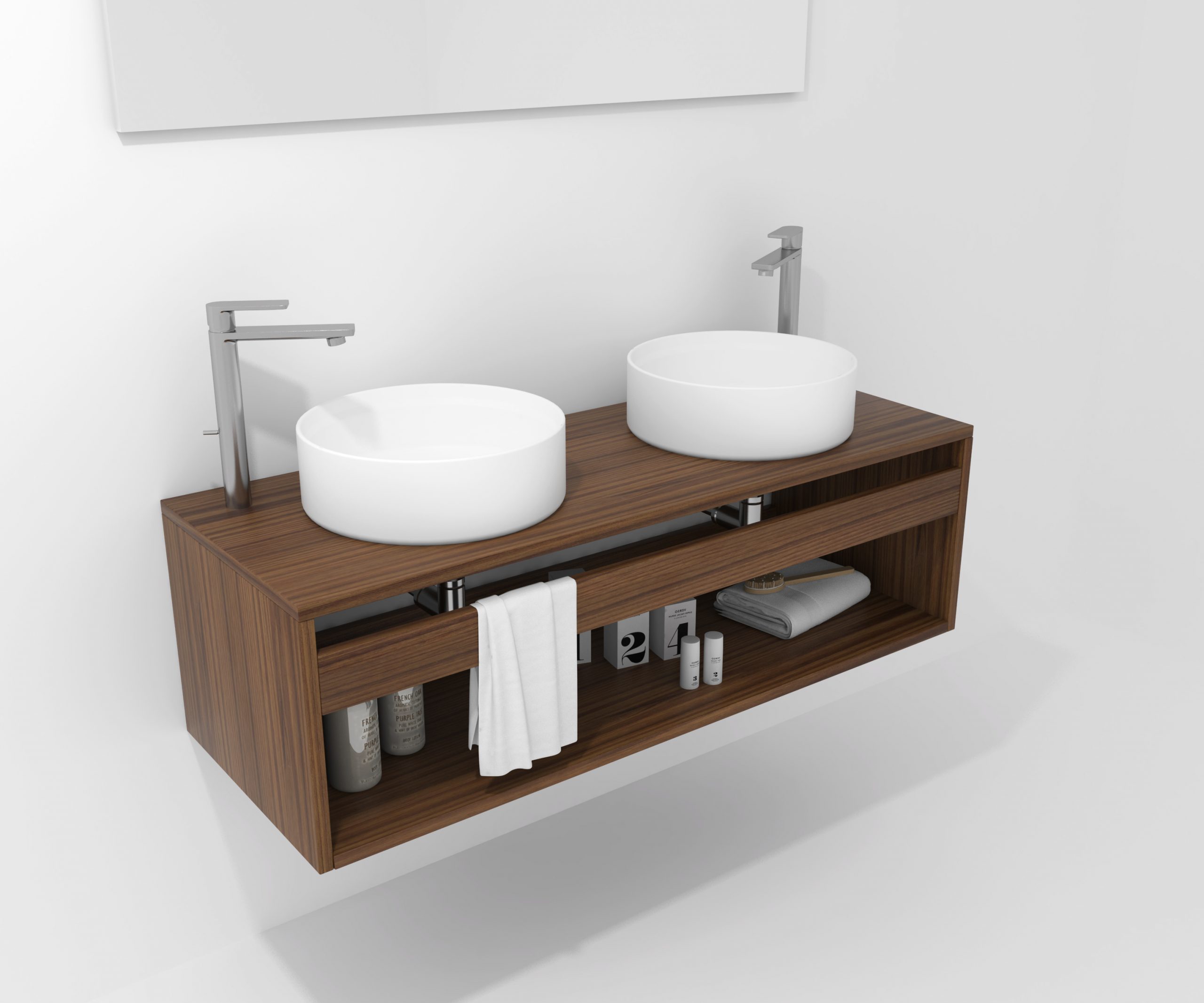 Pack Burdeos con lavabo y espejo LED