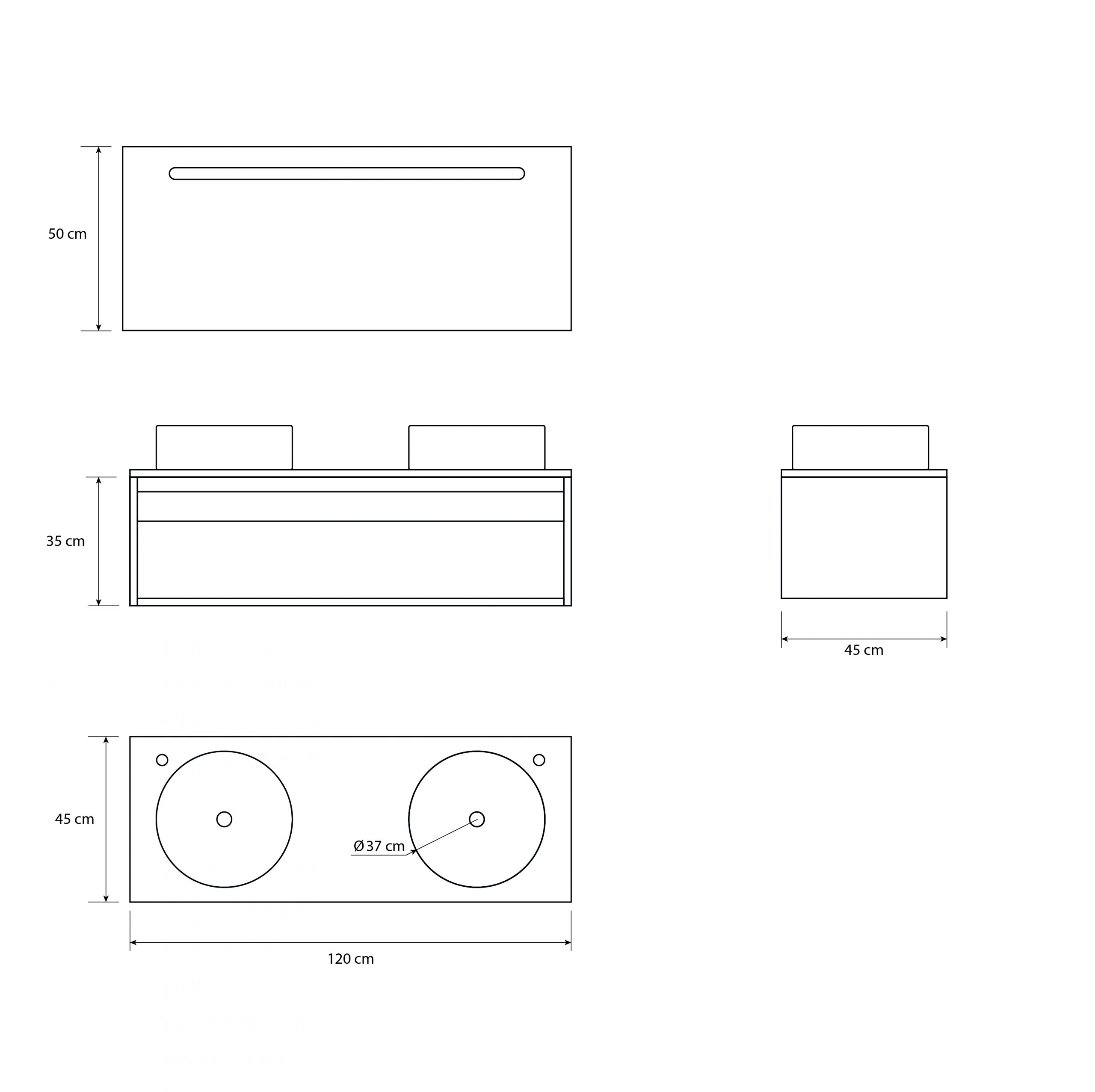 Pack Burdeos con lavabo y espejo LED
