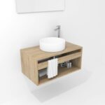 Pack Burdeos con lavabo y espejo LED