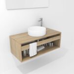 Pack Burdeos con lavabo y espejo LED