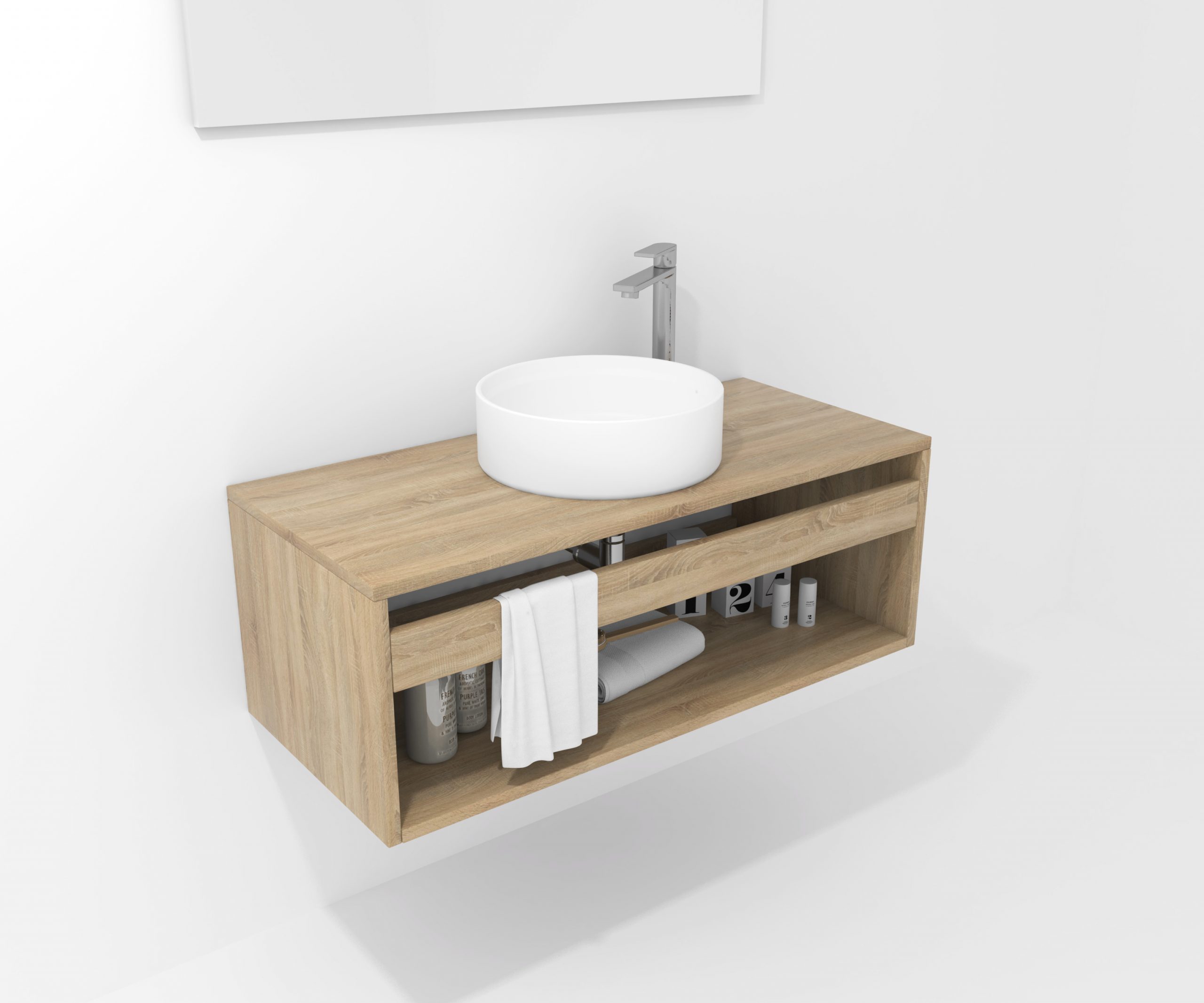 Pack Burdeos con lavabo y espejo LED