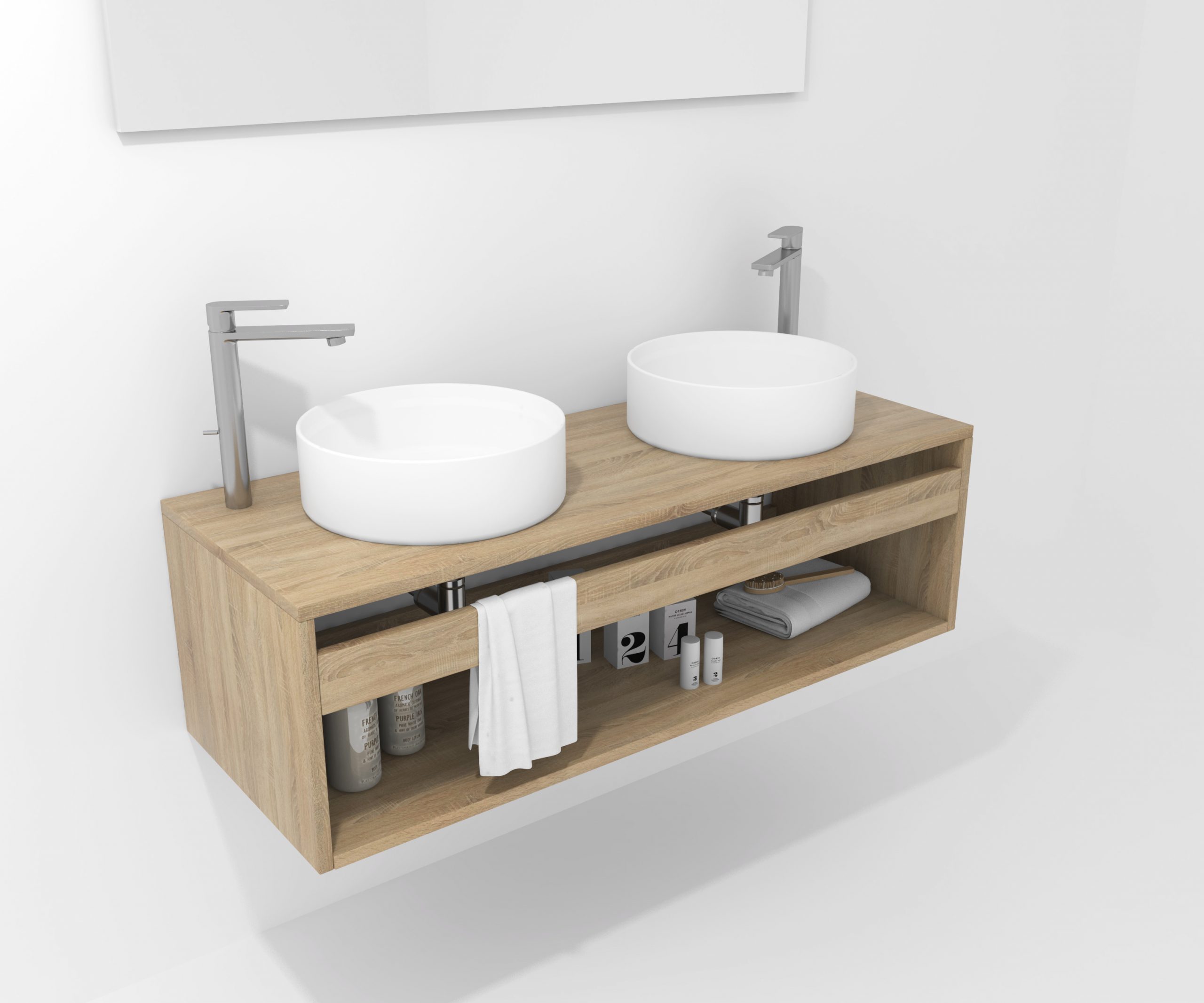 Pack Burdeos con lavabo y espejo LED