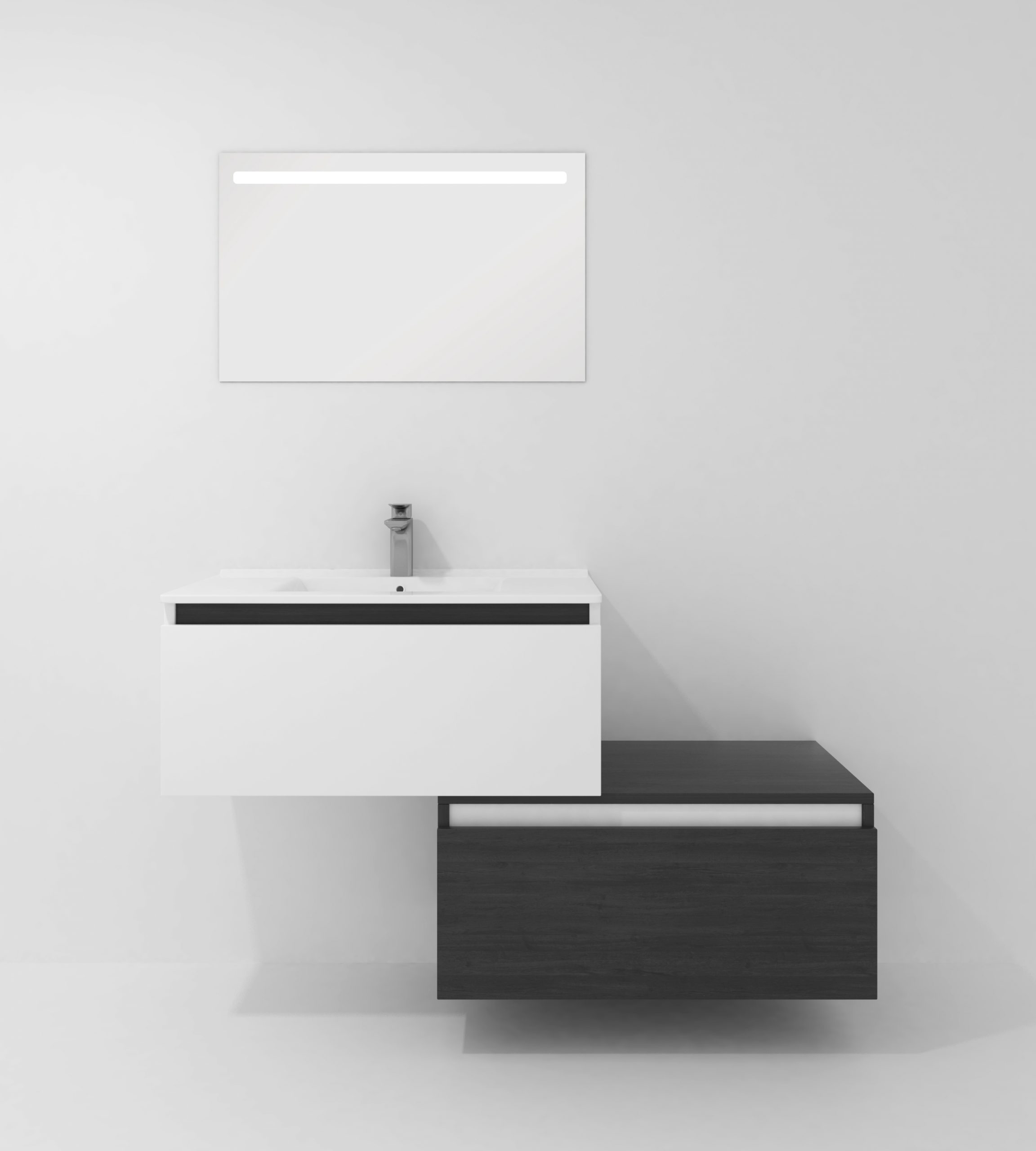 Pack Dijon avec évier en céramique et miroir LED