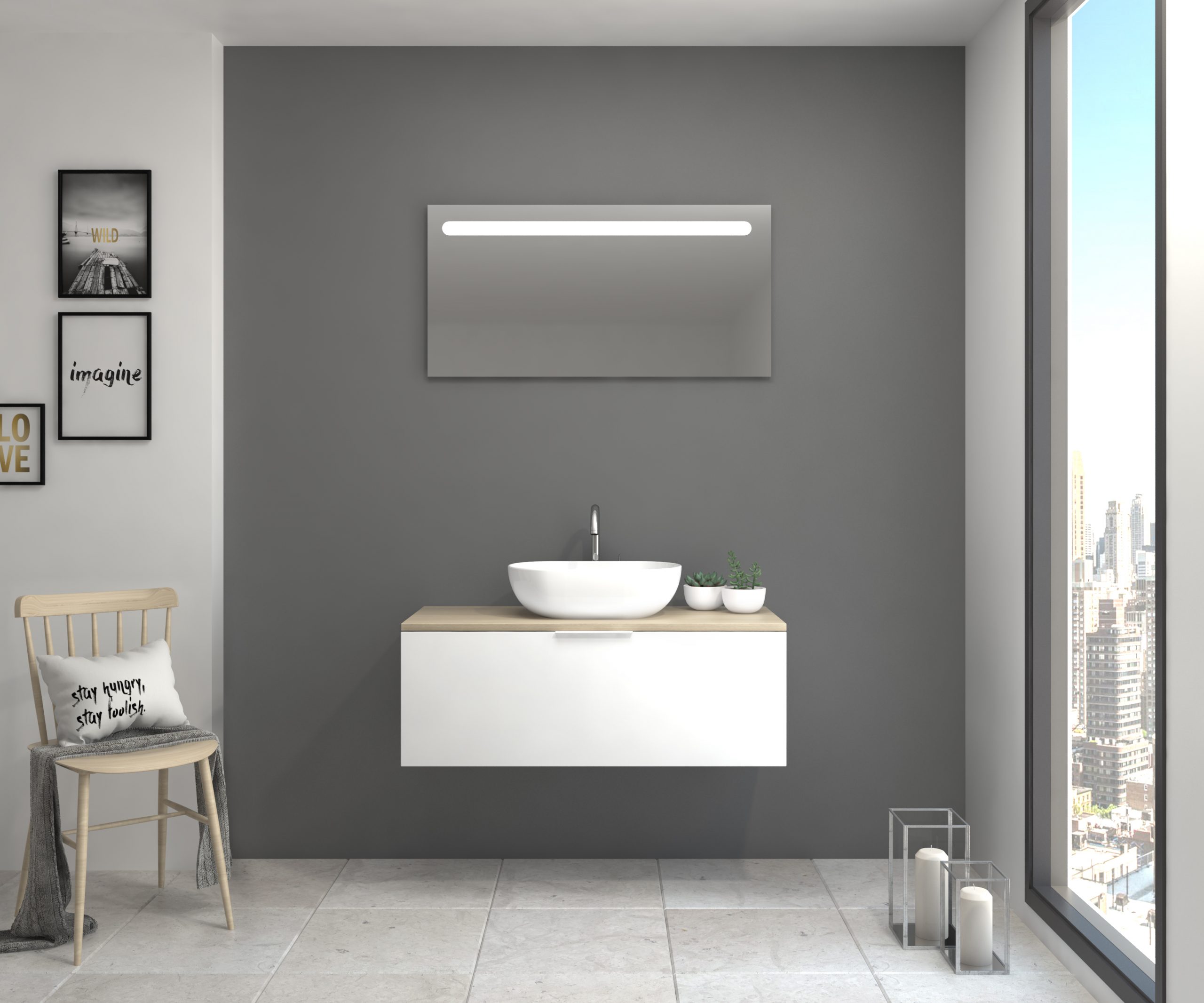 Pack Indre con lavabo y espejo LED