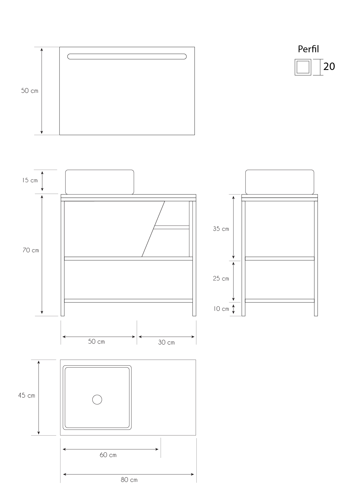 Pack Iron Rennes avec lavabo et miroir LED