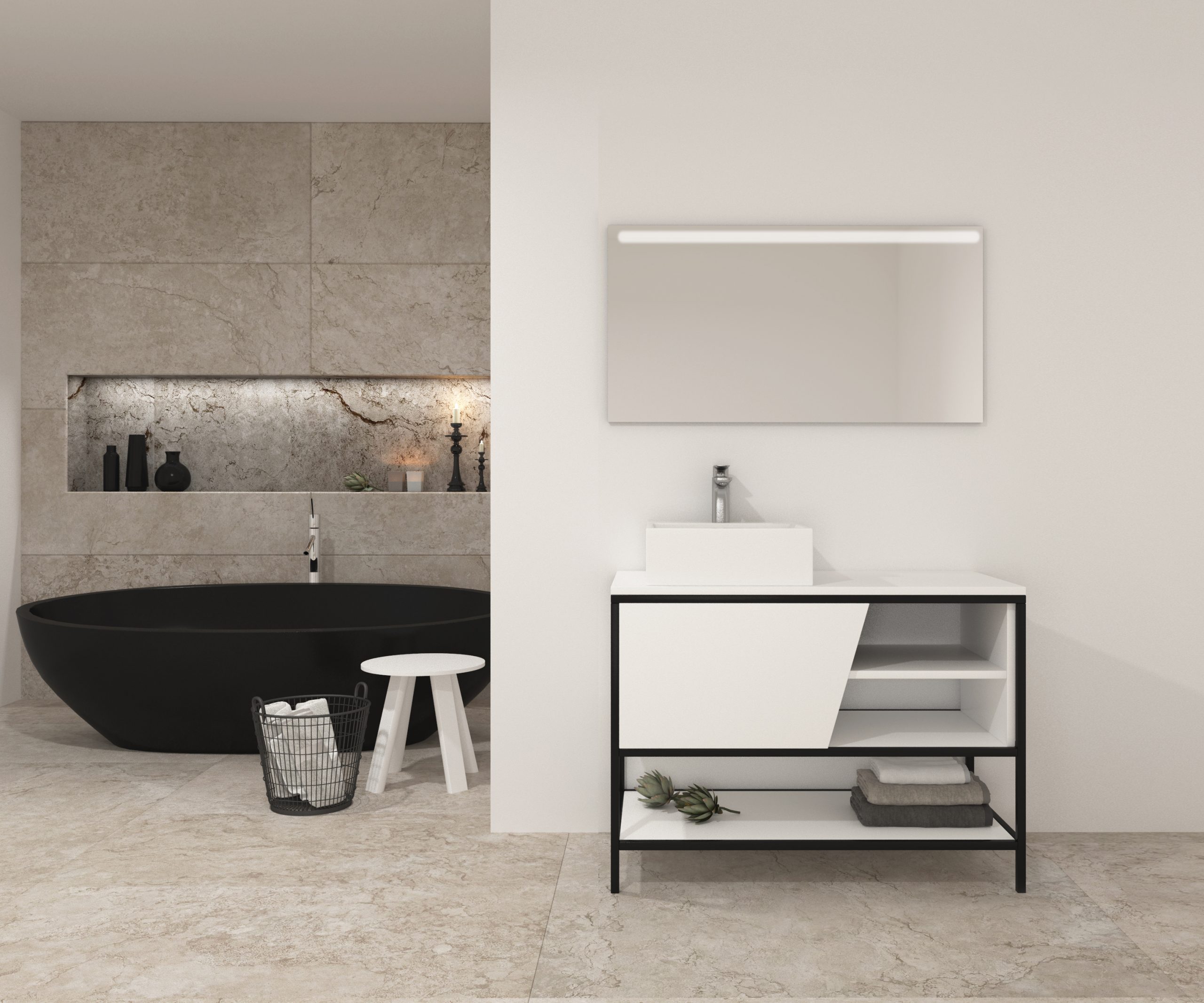 Pack Iron Rennes avec lavabo et miroir LED