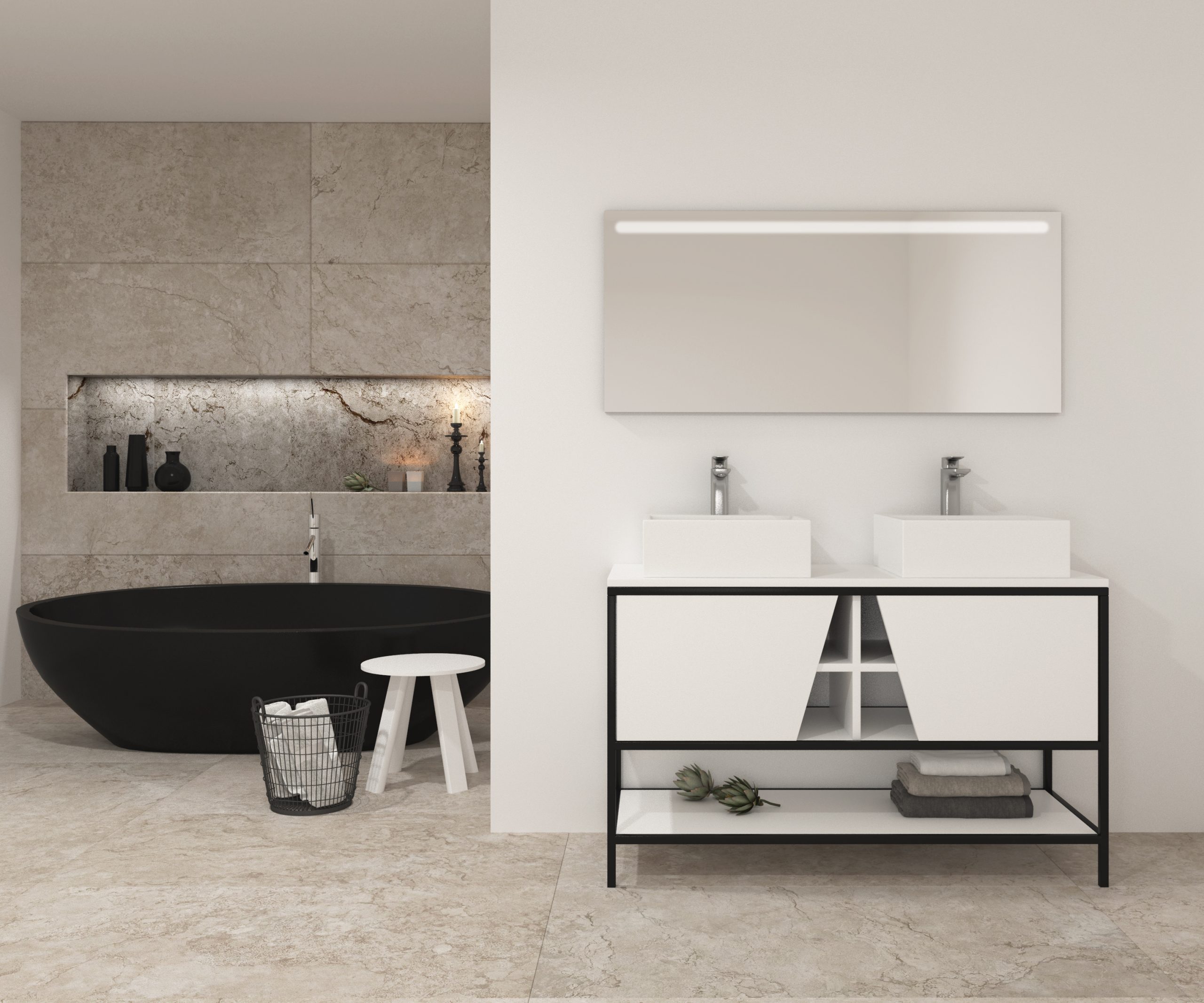 Pack Iron Rennes con lavabo y espejo led