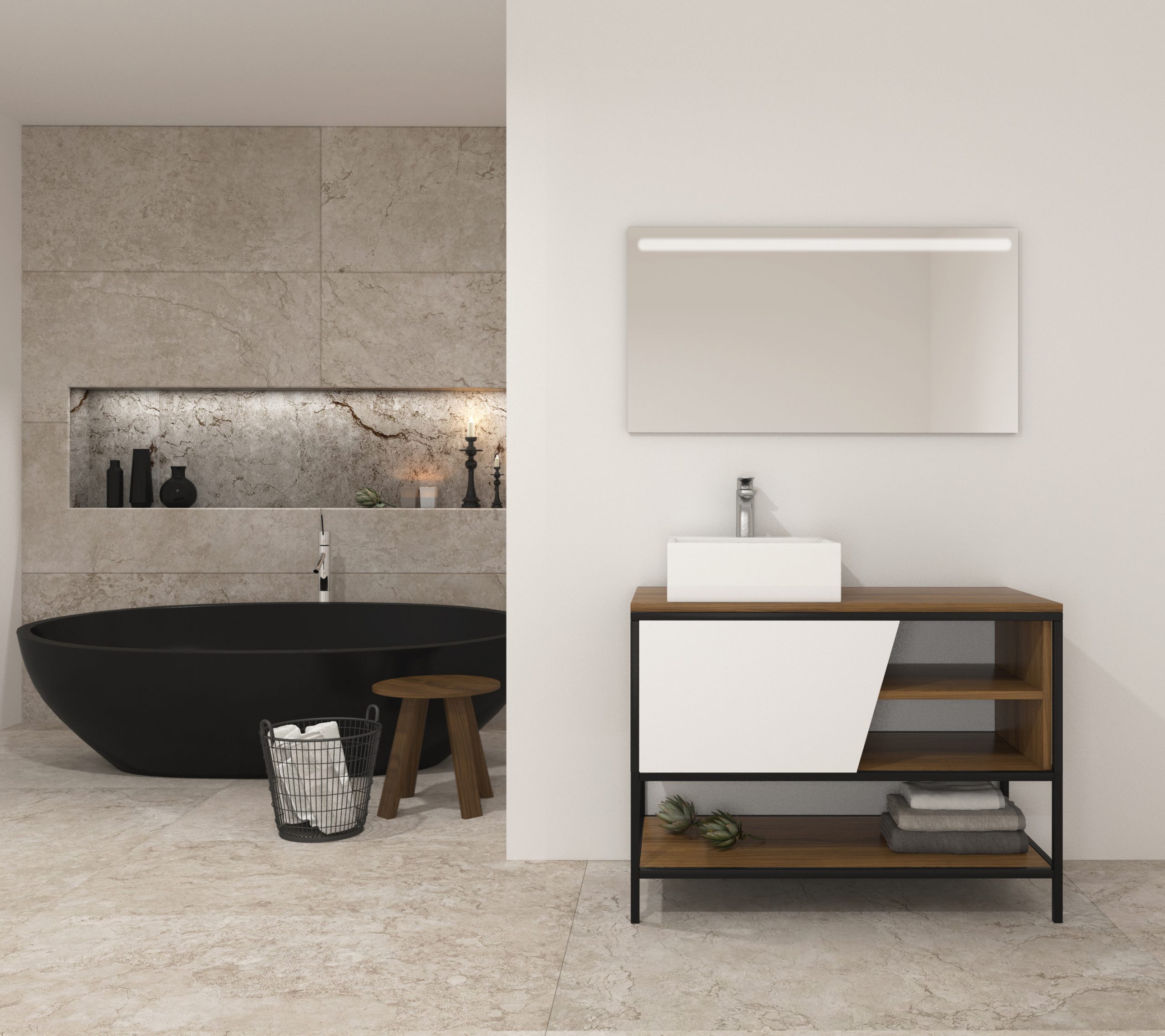 Pack Iron Rennes con lavabo y espejo led
