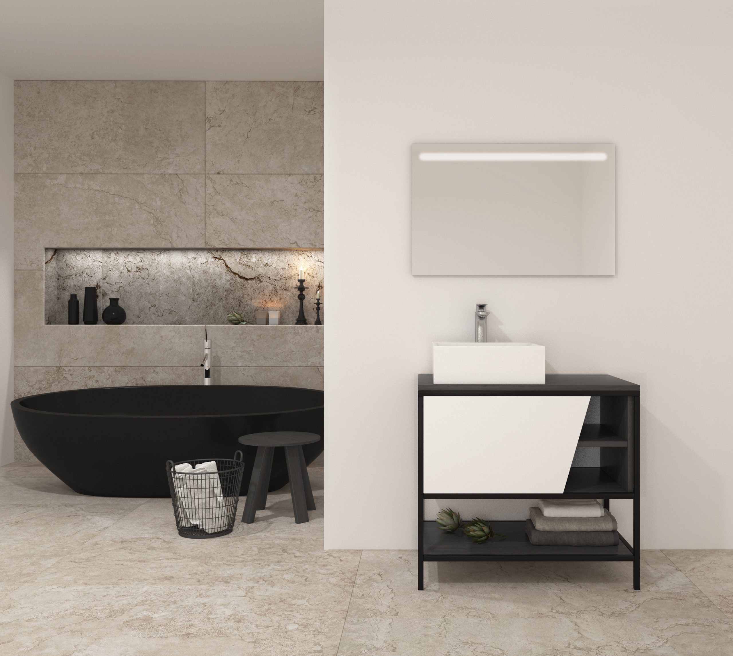 Pack Iron Rennes con lavabo y espejo led
