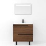 Ensemble en laiton avec lavabo et miroir LED