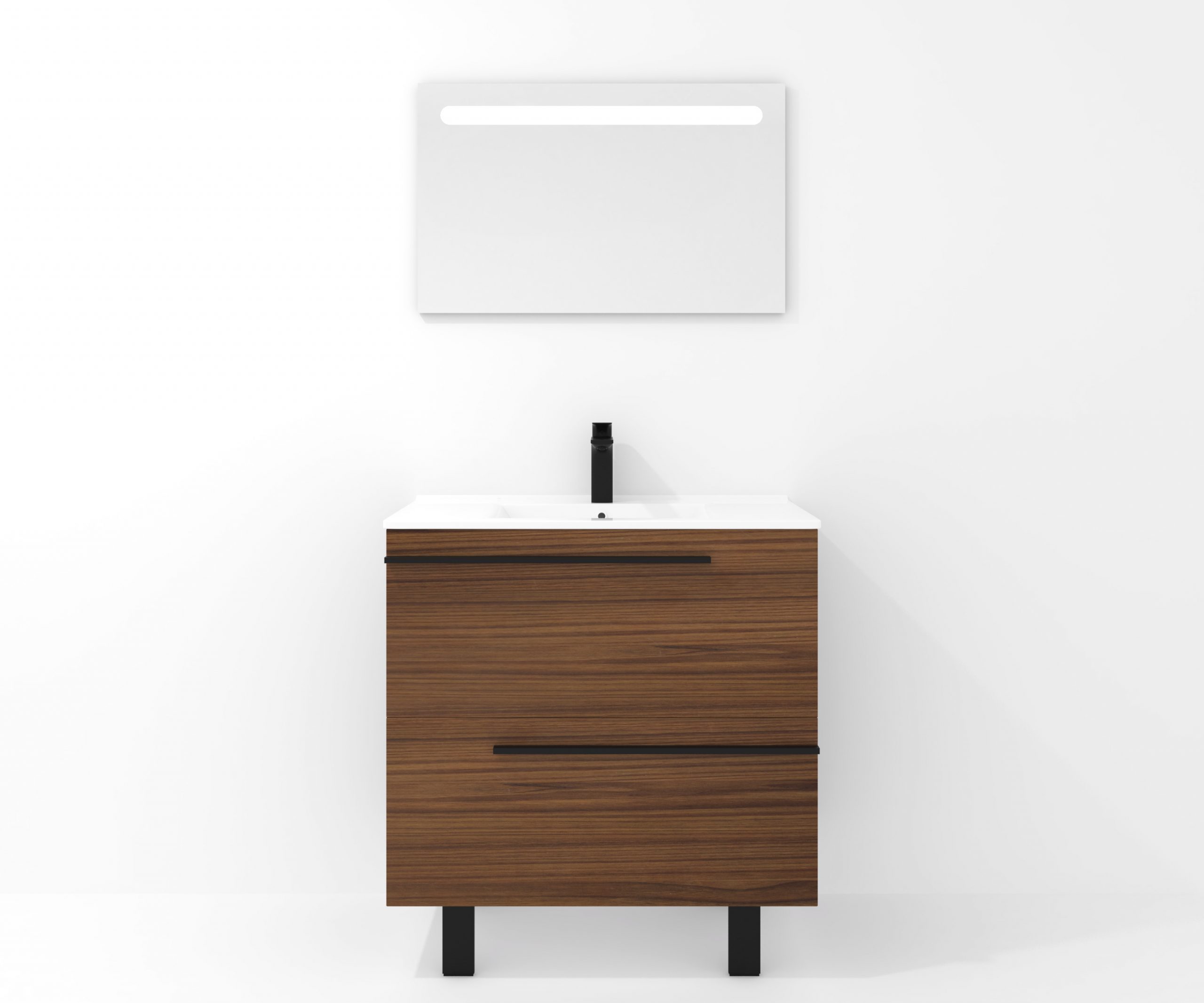 Ensemble en laiton avec lavabo et miroir LED