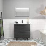 Ensemble en laiton avec lavabo et miroir LED