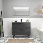 Ensemble en laiton avec lavabo et miroir LED