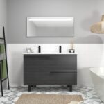 Ensemble en laiton avec lavabo et miroir LED