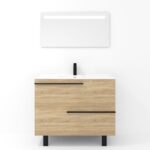 Ensemble en laiton avec lavabo et miroir LED