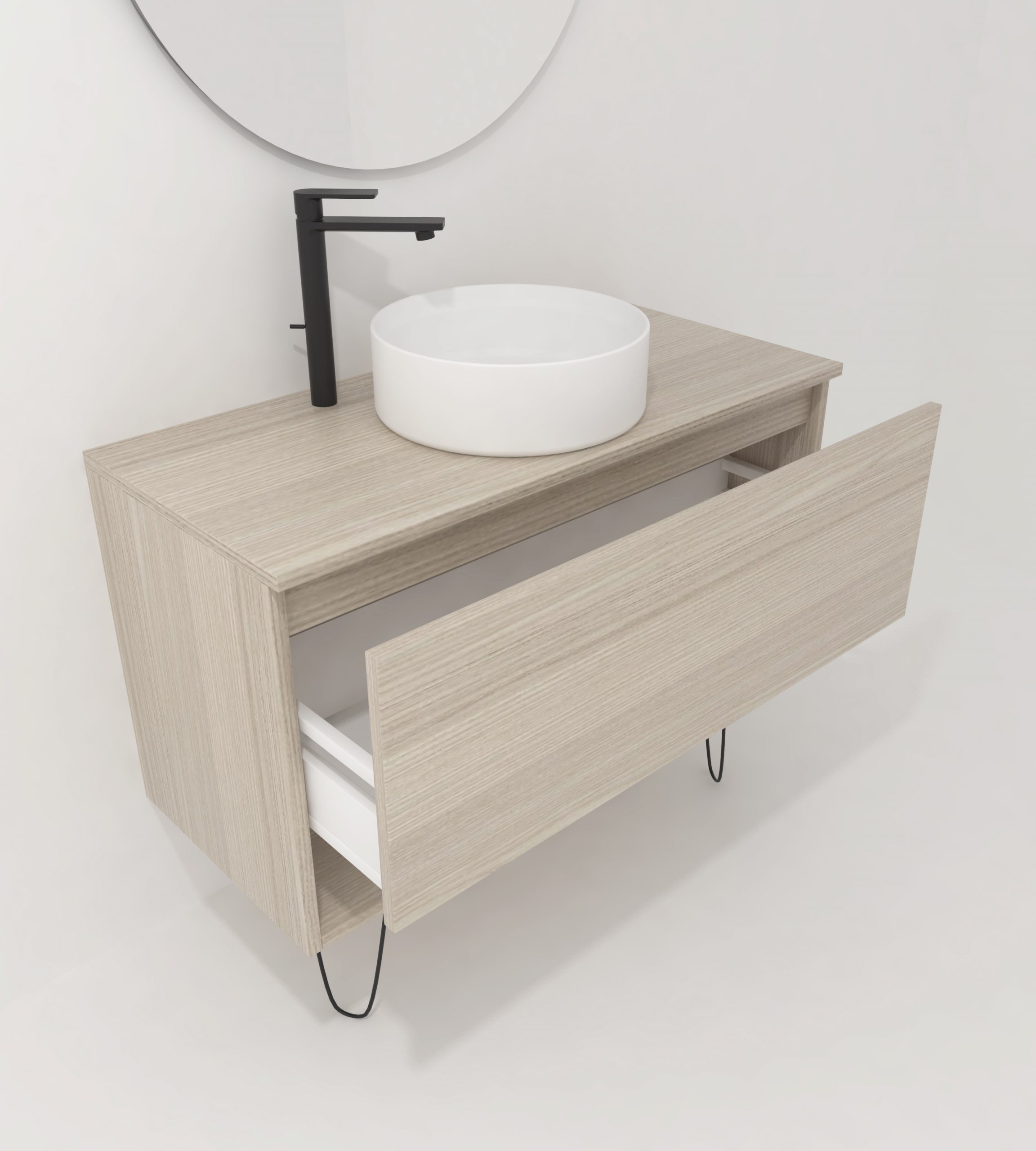 Pack Lille avec vasque à poser et miroir LED circulaire