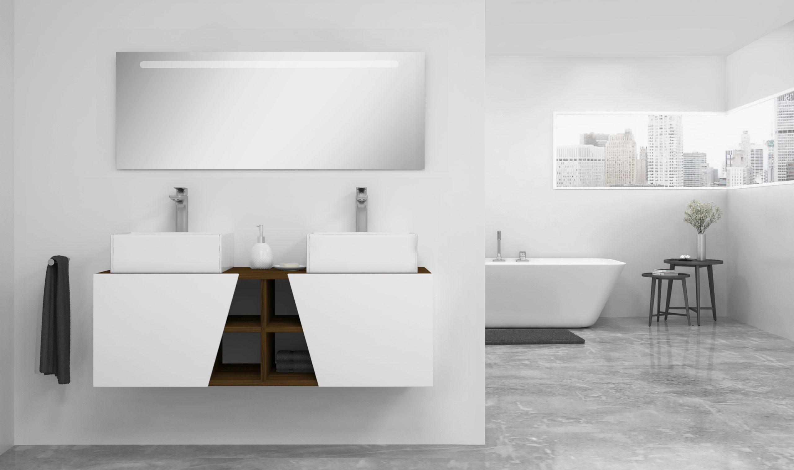 Pack Rennes avec lavabo et miroir LED