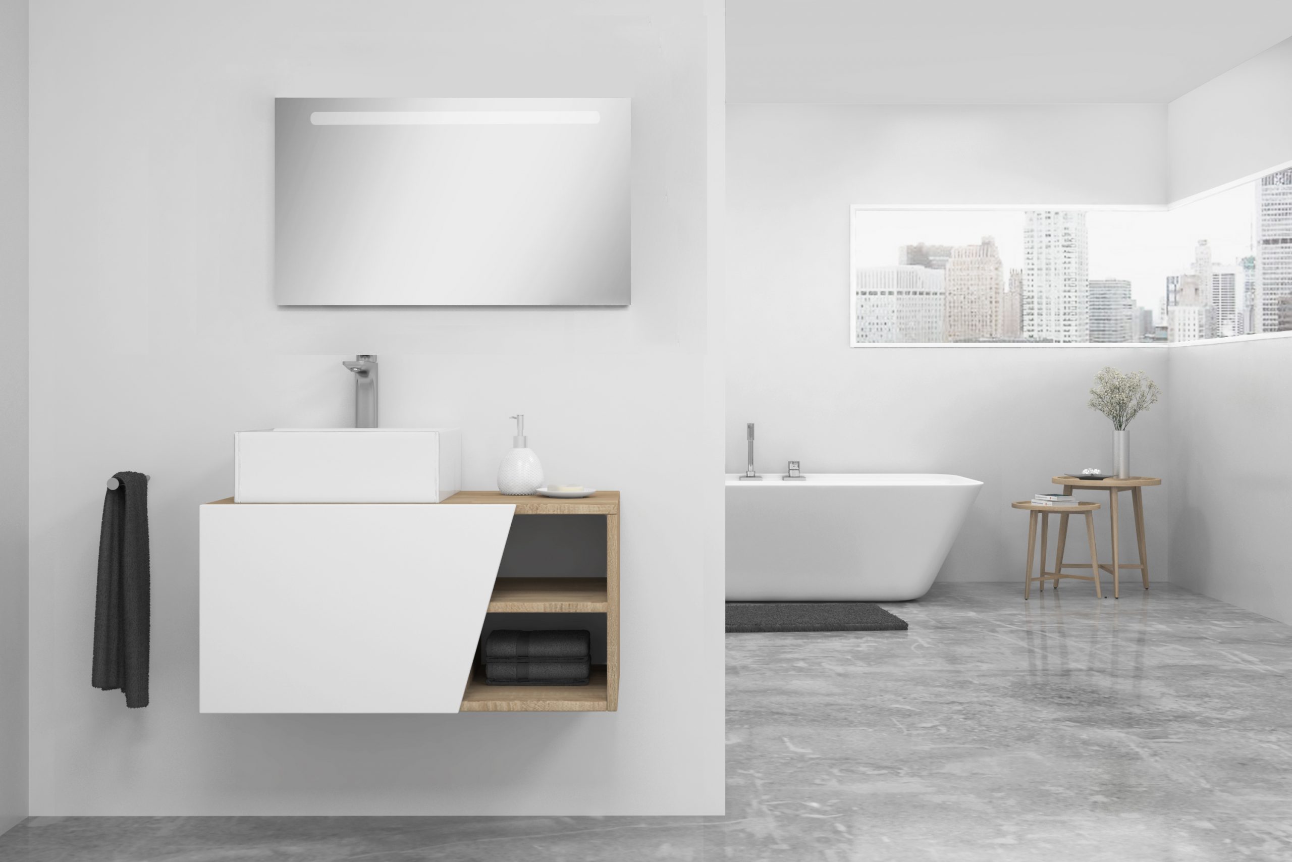 Pack Rennes avec lavabo et miroir LED