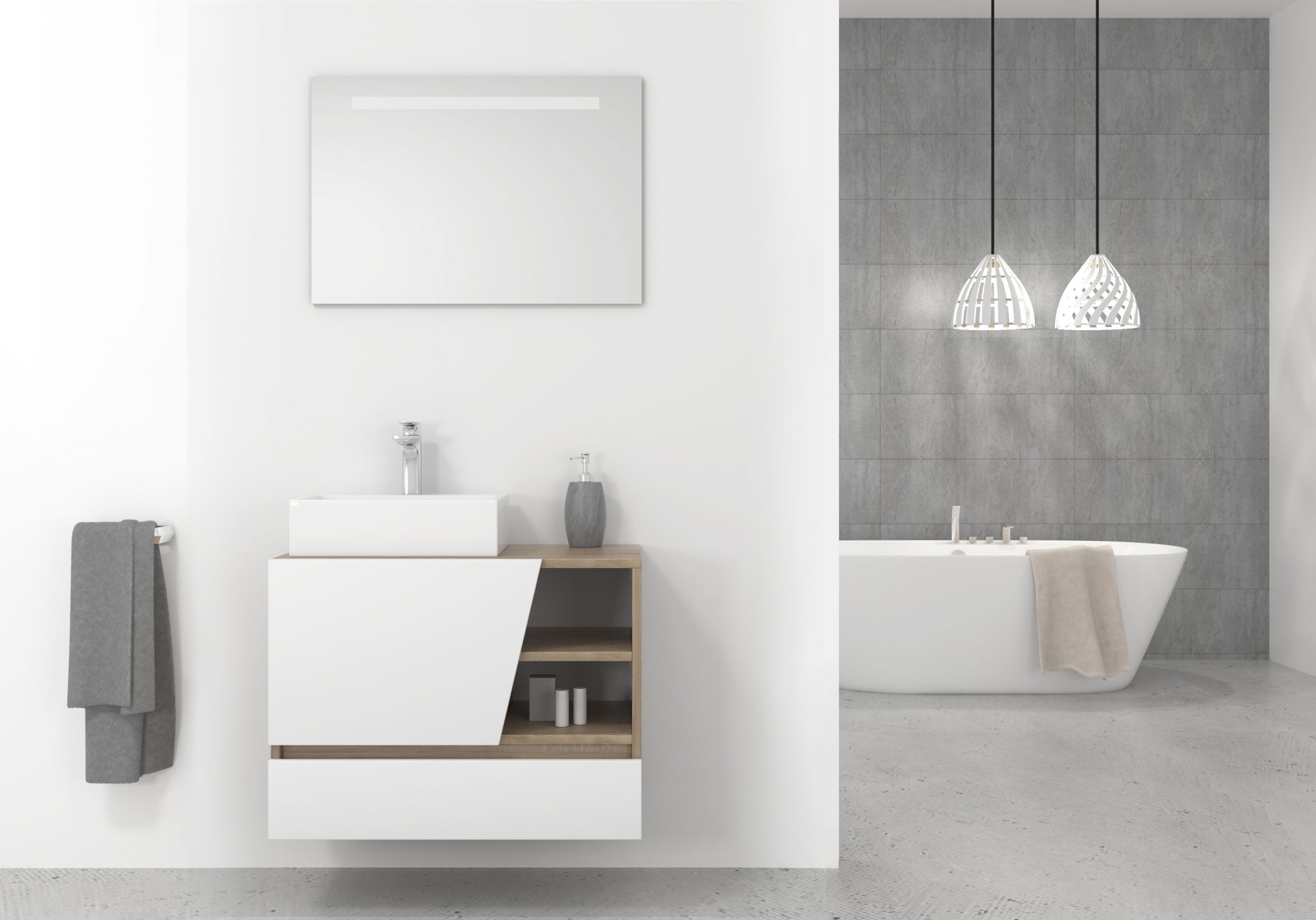 Pack Rennes Plus avec lavabo et miroir LED