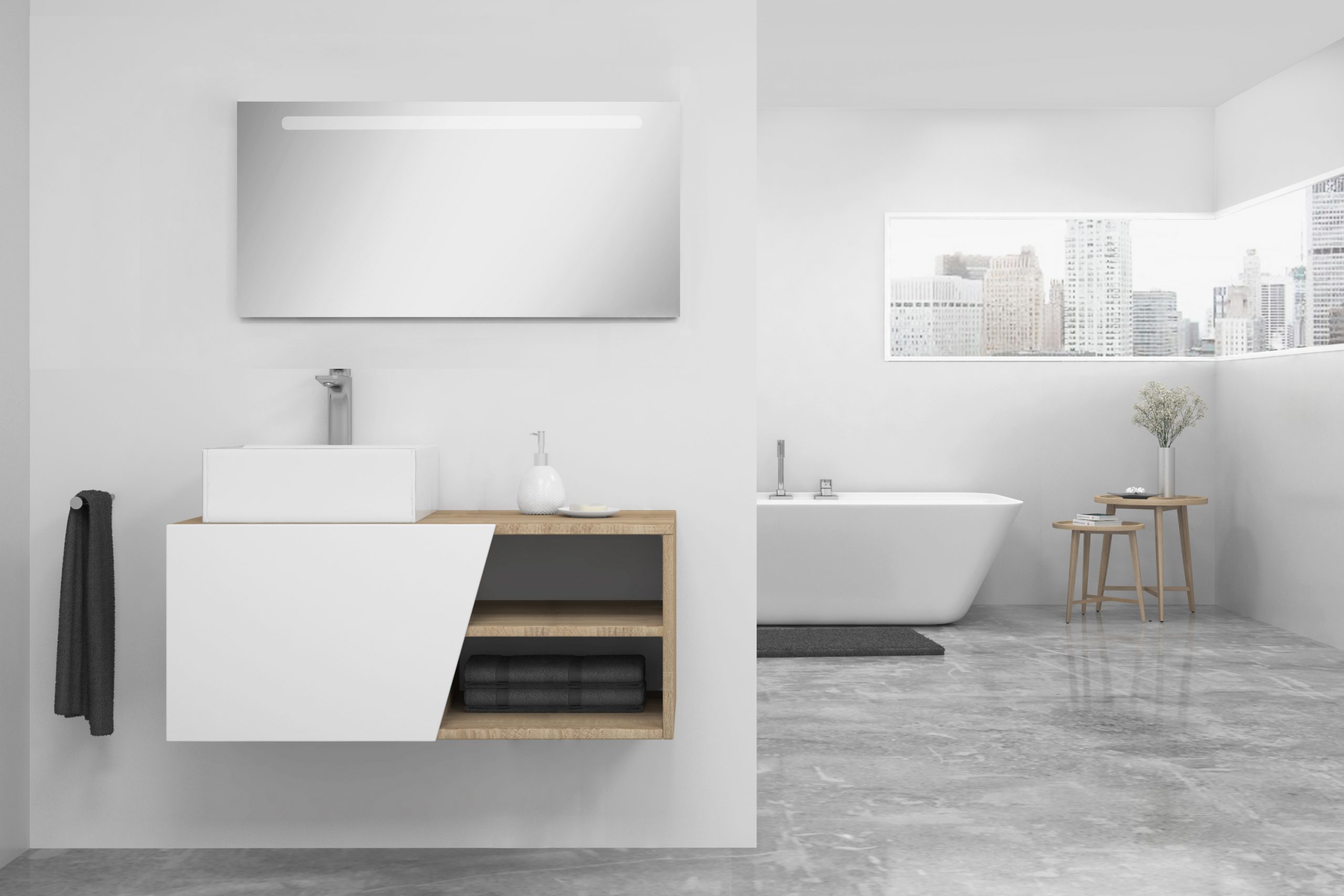 Pack Rennes avec lavabo et miroir LED