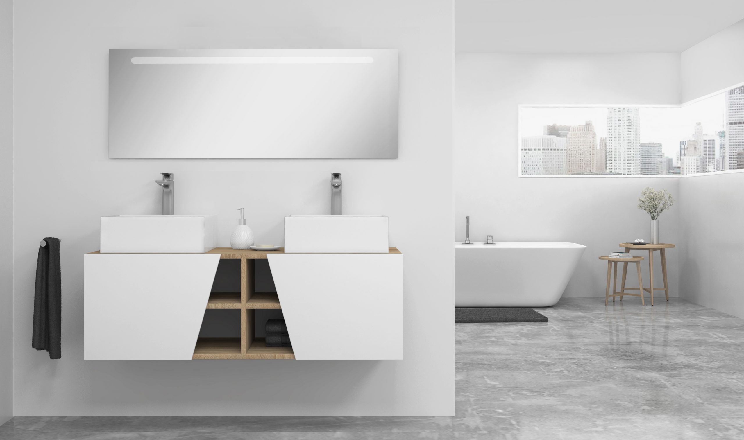 Pack Rennes avec lavabo et miroir LED