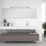 Pack Venus con lavabo mármol compacto doble seno, espejo y foco led