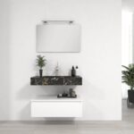 Pack Venus con lavabo de mármol compacto, espejo y foco led