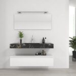 Pack Venus con lavabo de mármol compacto, espejo y foco led