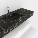 Boîte Vénus avec double vase en marbre compact, miroir et spot LED