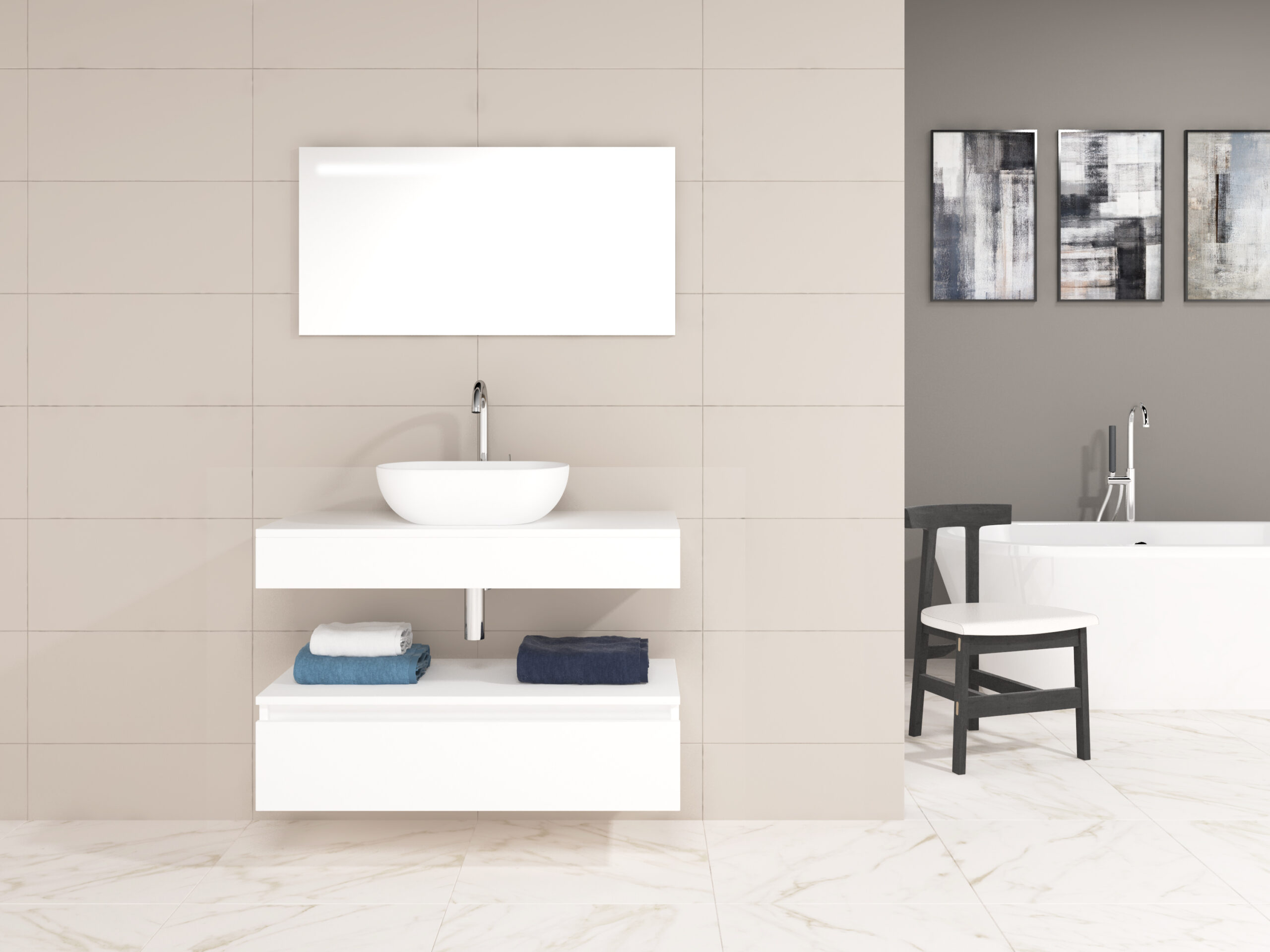 Pack Córcega con lavabo sobreencimera y espejo LED