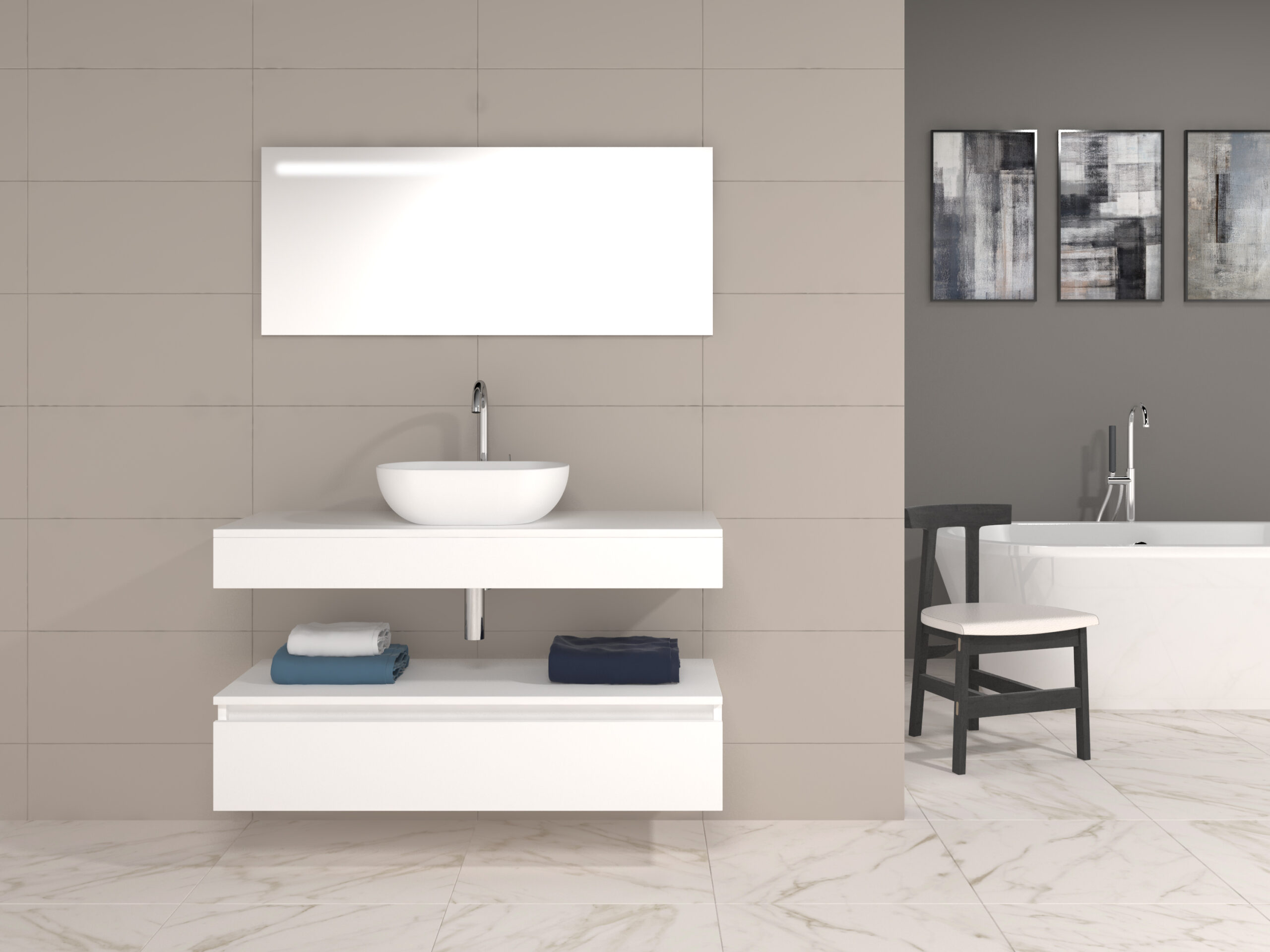 Pack Córcega con lavabo sobreencimera y espejo LED