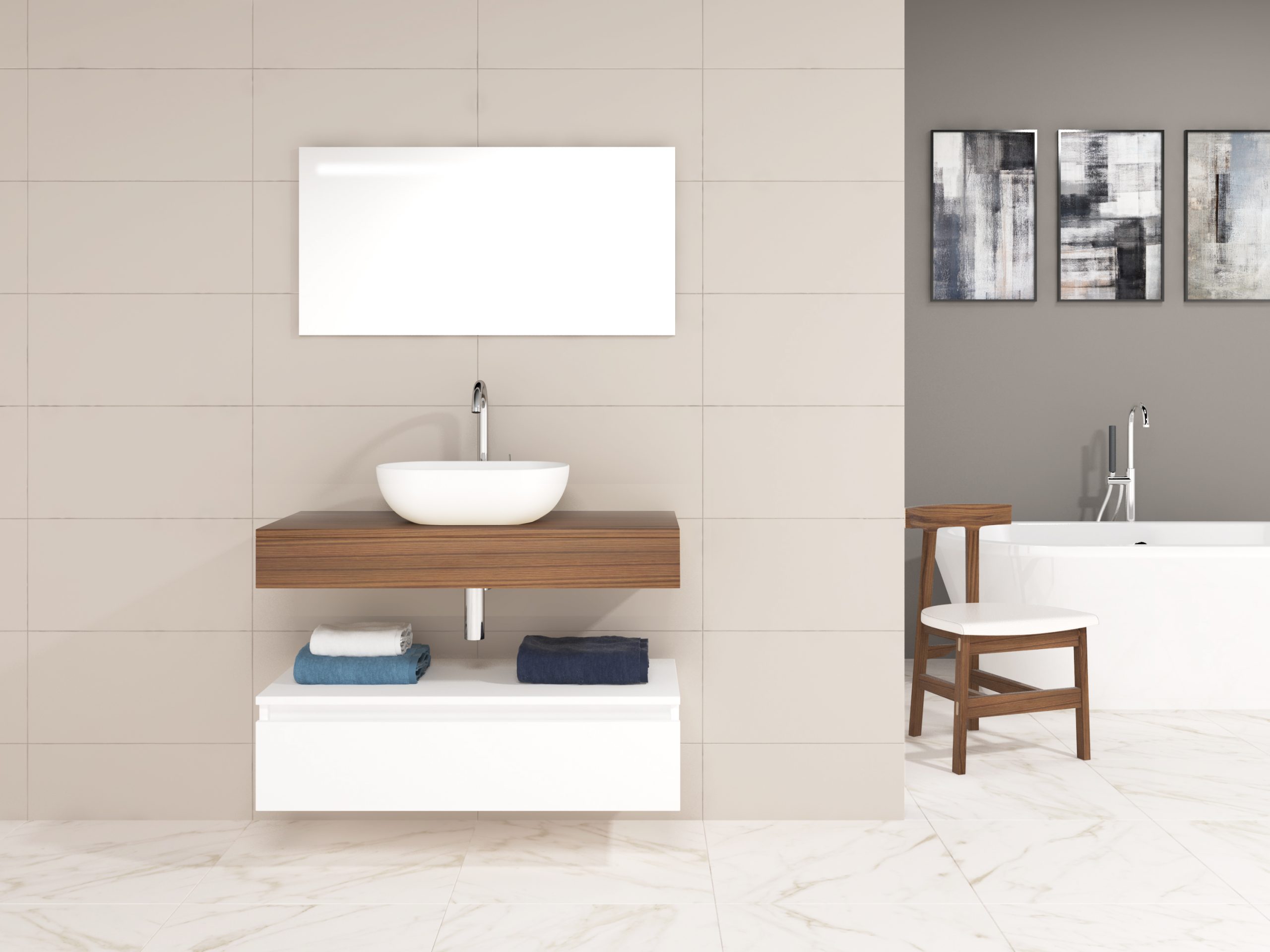 Pack Córcega con lavabo sobreencimera y espejo LED