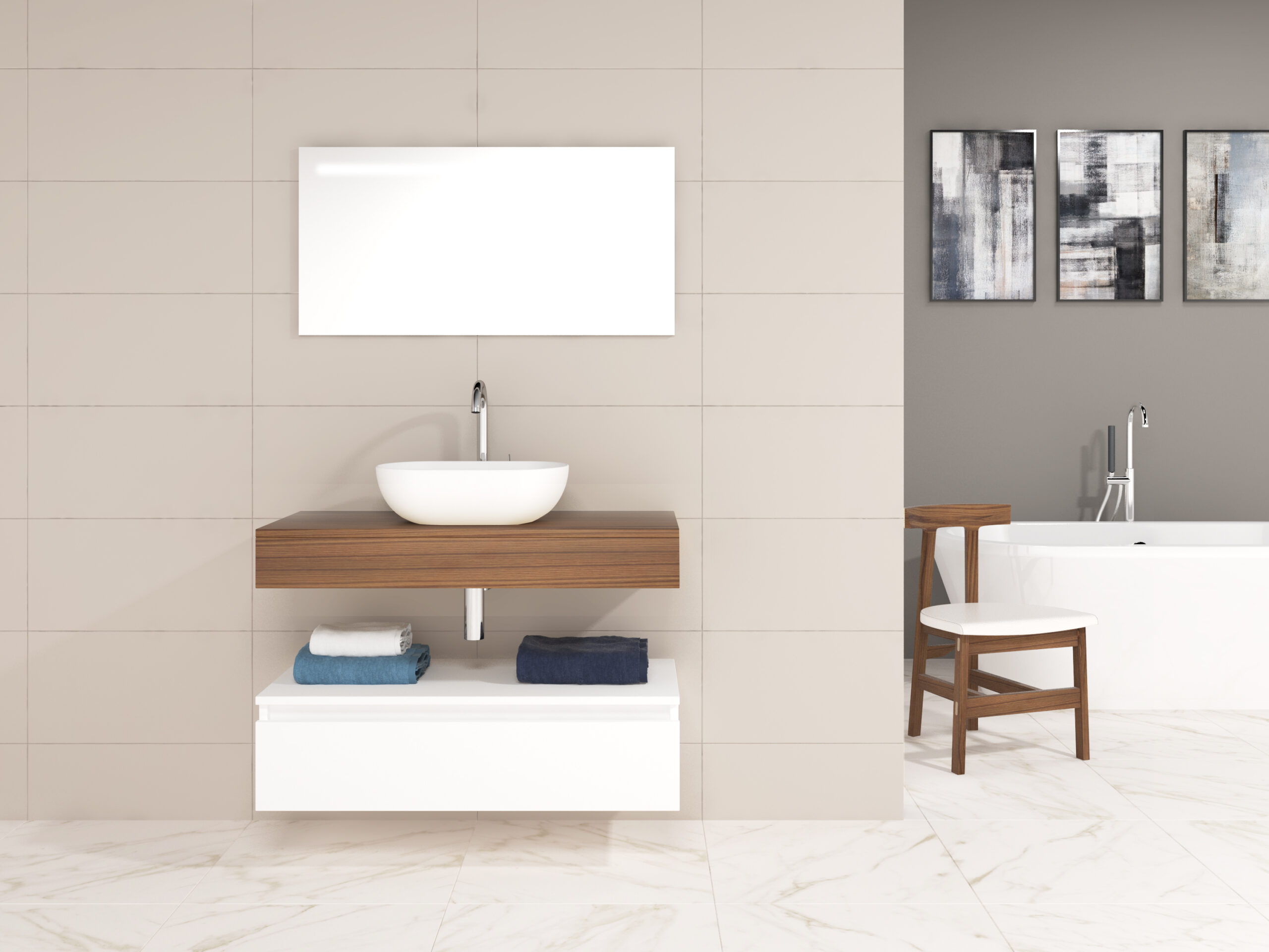 Pack Córcega con lavabo sobreencimera y espejo LED