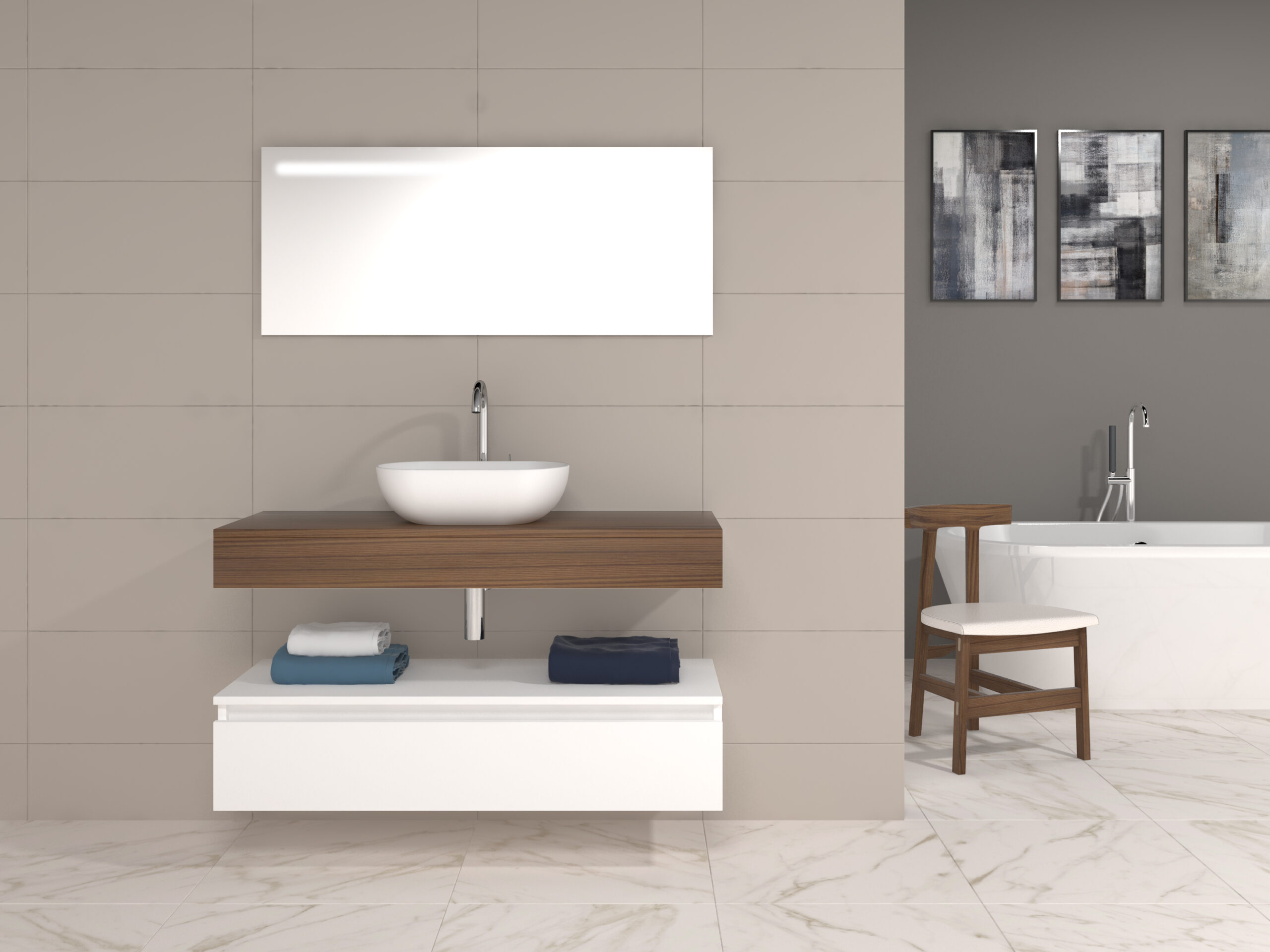 Pack Córcega con lavabo sobreencimera y espejo LED