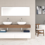Pack Córcega con doble lavabo sobreencimera y espejo LED