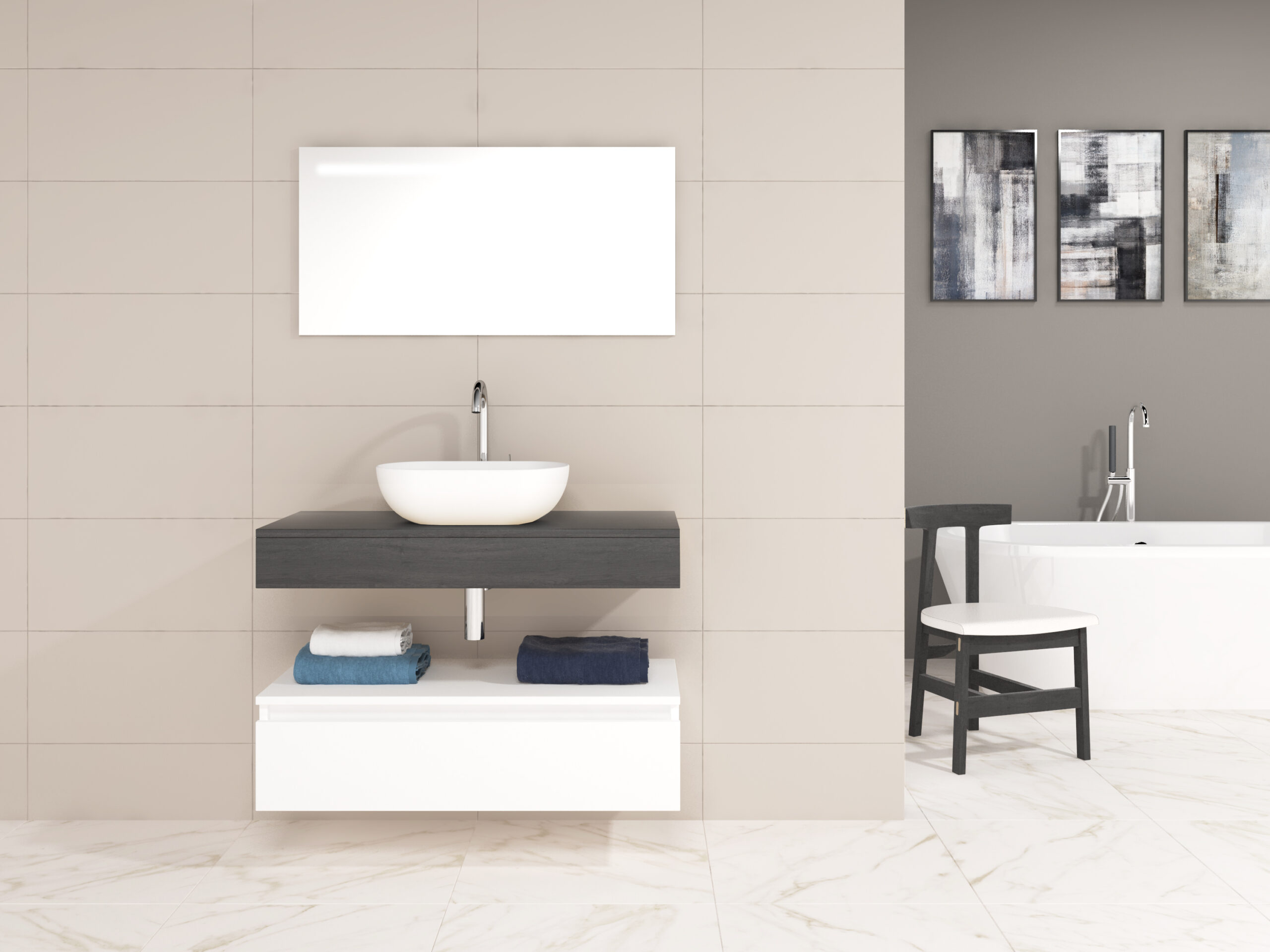 Pack Córcega con lavabo sobreencimera y espejo LED
