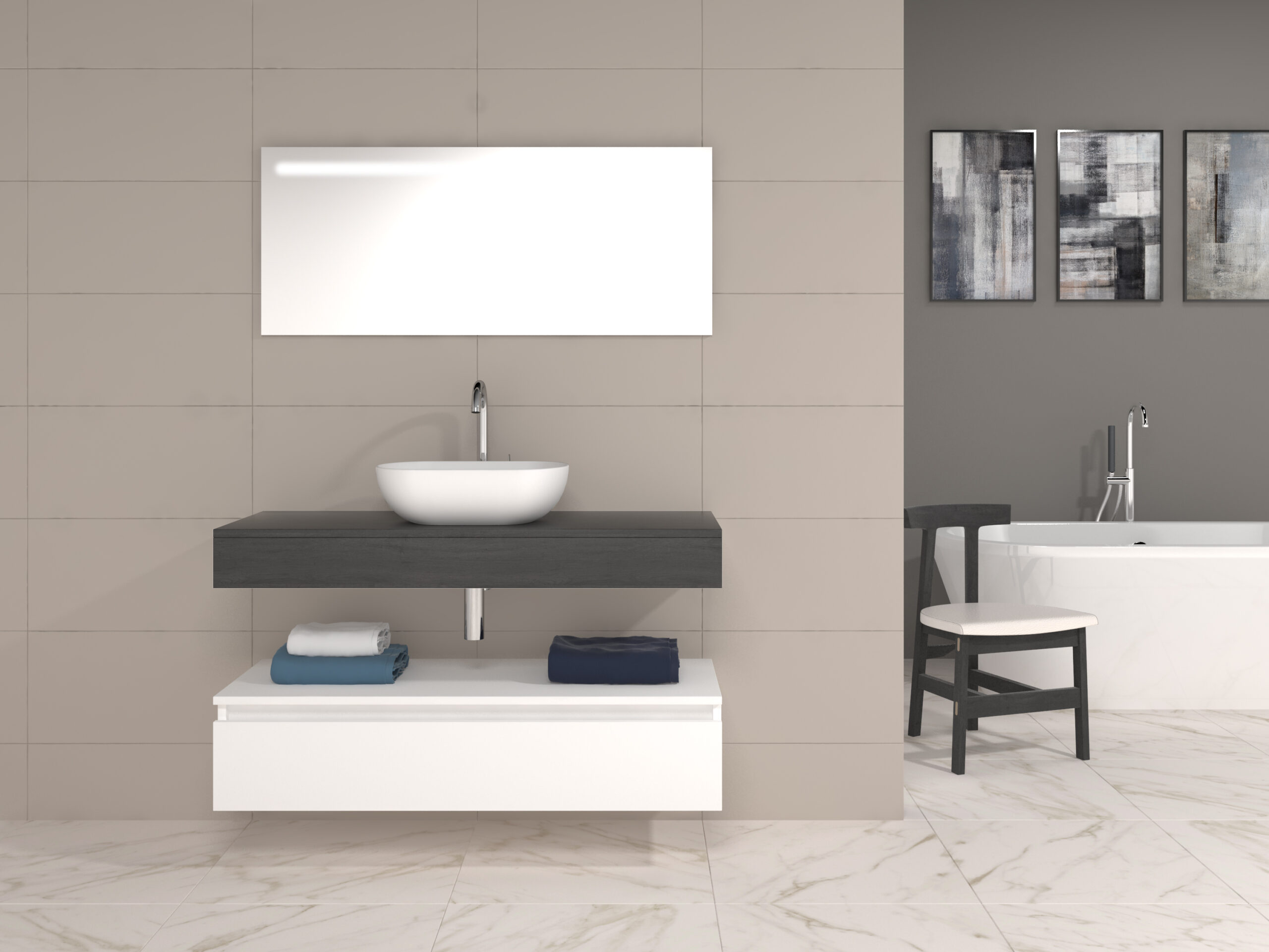 Pack Córcega con lavabo sobreencimera y espejo LED