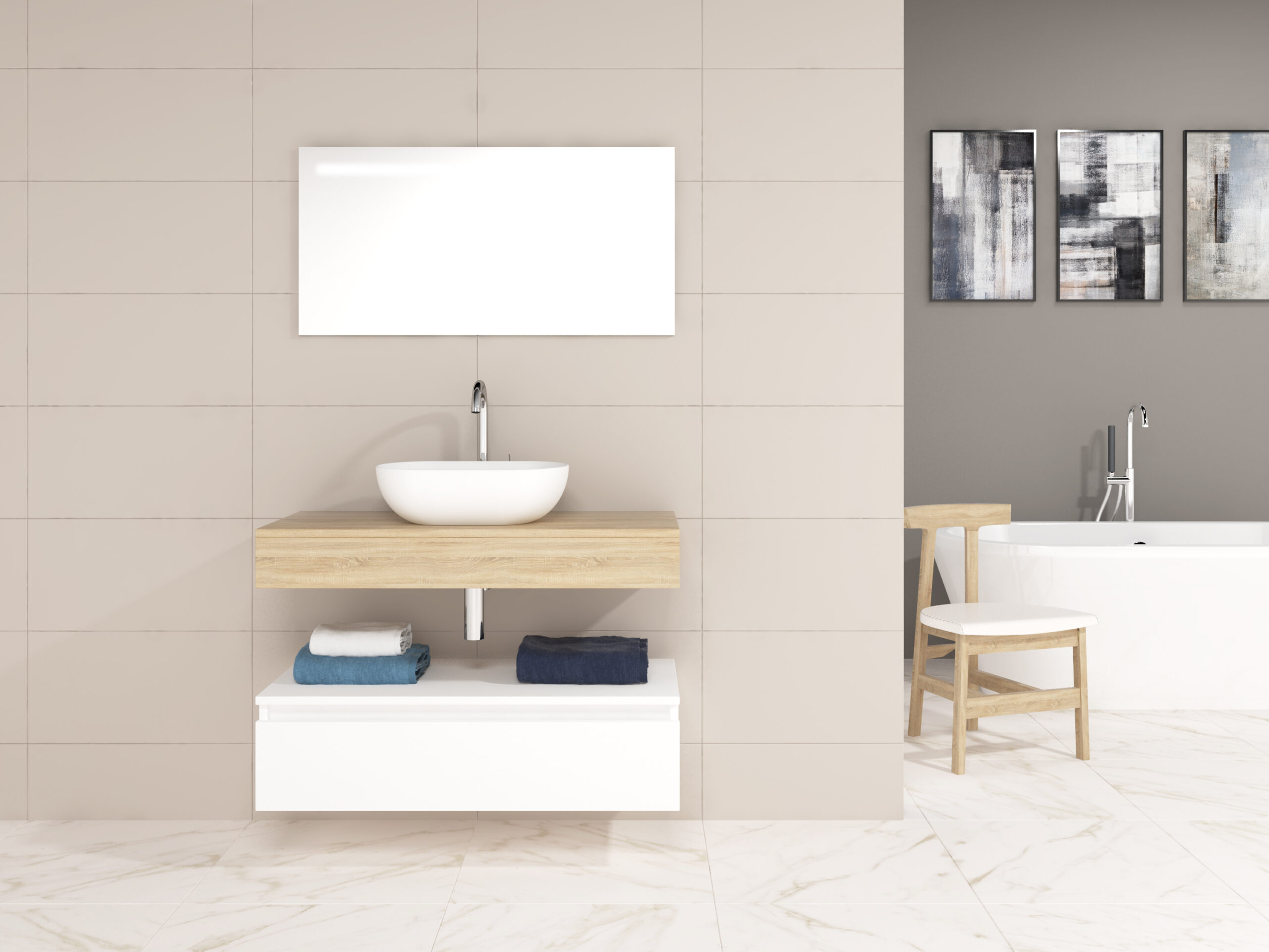Pack Córcega con lavabo sobreencimera y espejo LED